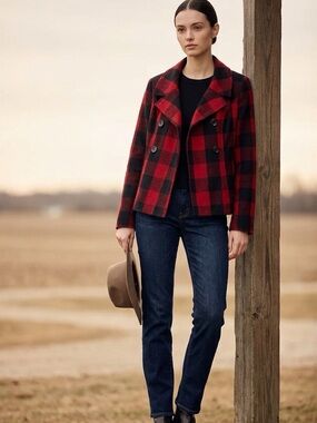 GAP Red and Black Buffalo Plaid Coat